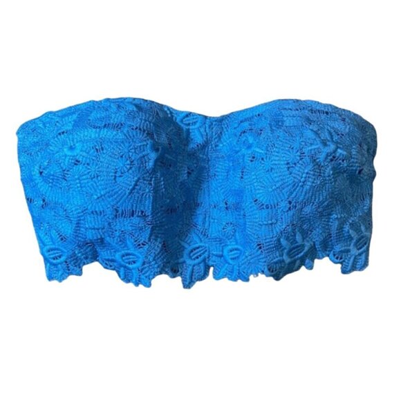 Aerie NWOT medium blue lace strapless bra bralette no underwire size M - Picture 1 of 3